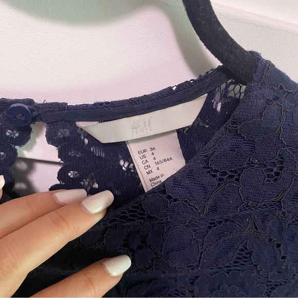 Navy Blue Lace Dress - Picture 4 of 4